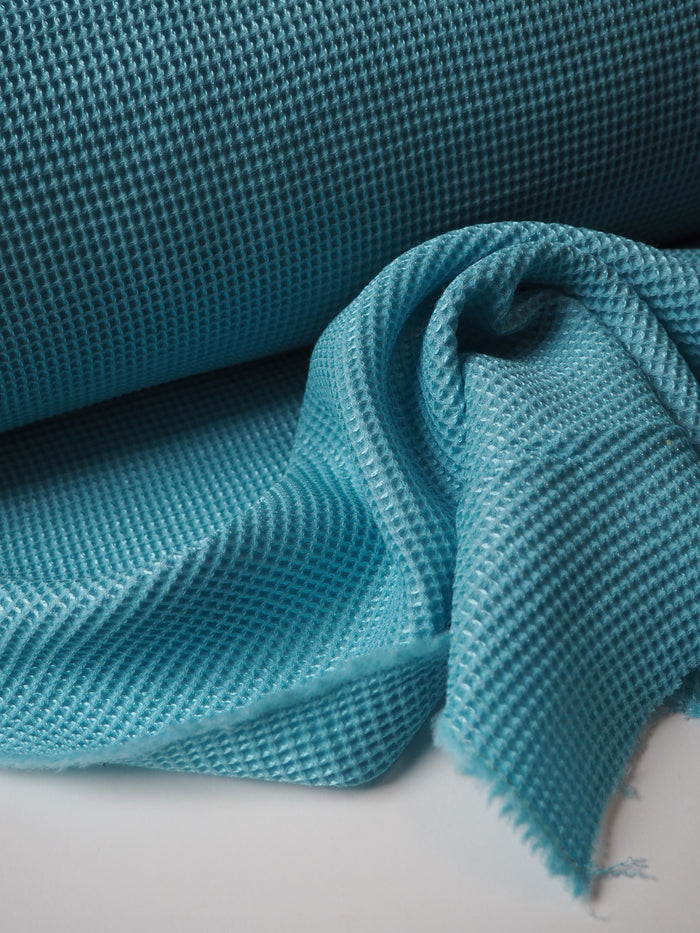 Aquamarine Wool/Silk Honeycomb Jacquard
