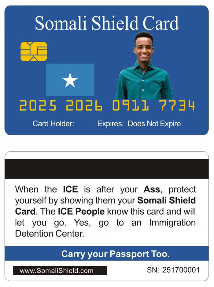 Aromabug: Original Somali Shield: Funny Fake Bankcard (8 Pack) Free Shipping