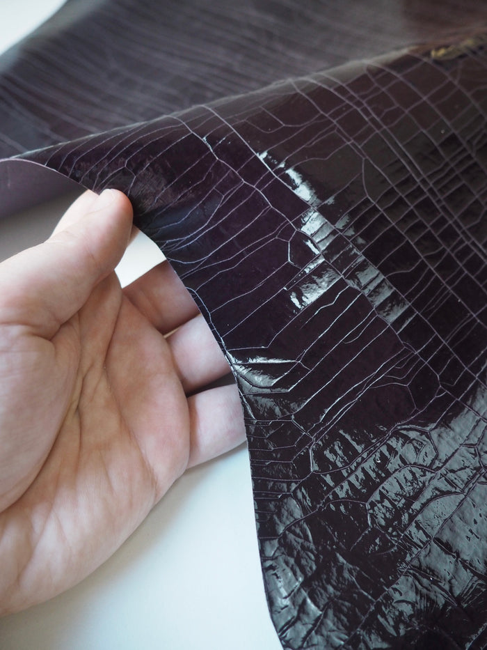 Aubergine Cracked Patent Lambskin