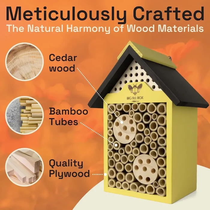 Bee House (Includes Shipping) made from bamboo, cedar wood, and quality plywood for a thriving pollinator habitat.