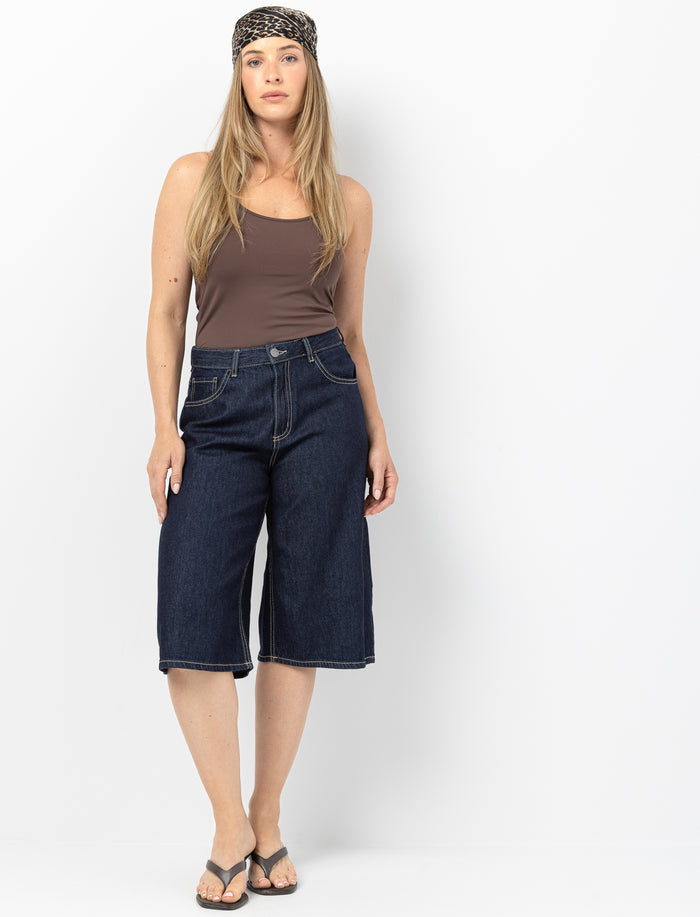 Bermuda ample à taille haute pour femme