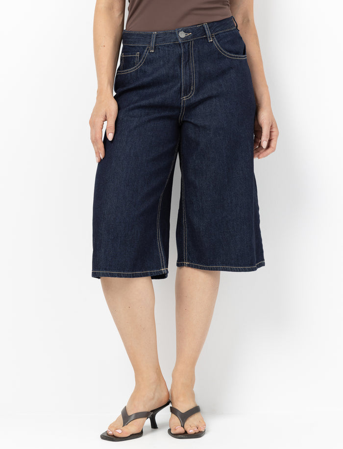 Bermuda ample à taille haute pour femme
