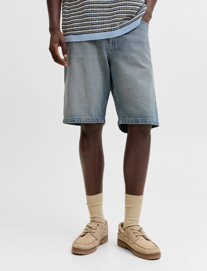 Bermuda en denim à délavé pâle pour homme