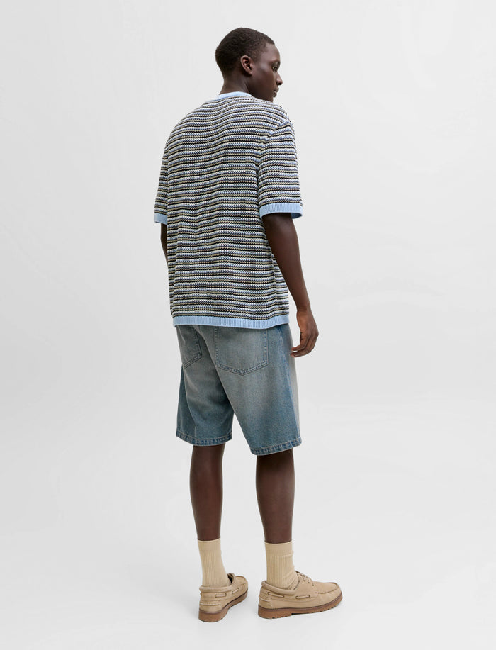 Bermuda en denim à délavé pâle pour homme
