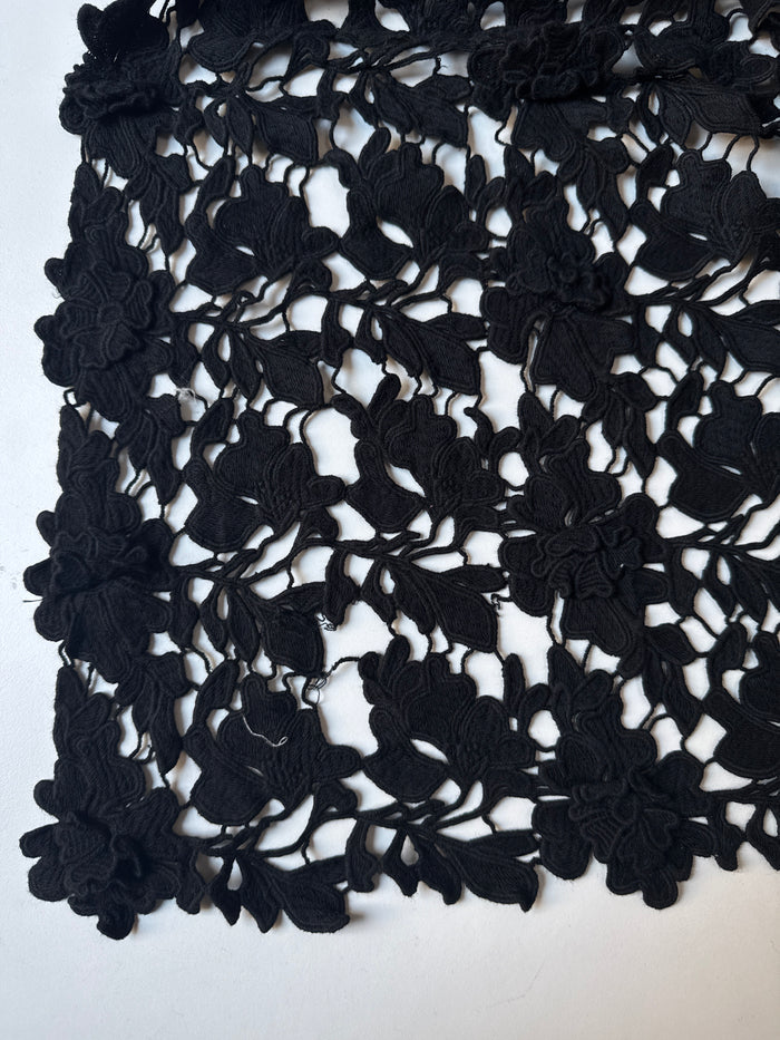 Black 3D Cotton Floral Lace Remnant