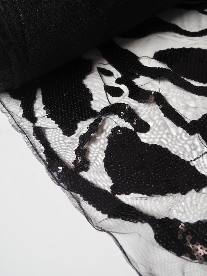 Black Abstract Sequin Tulle