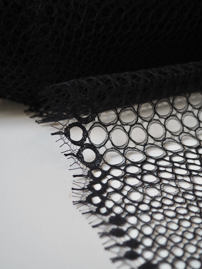Black Bubble Corded Scallop Lace