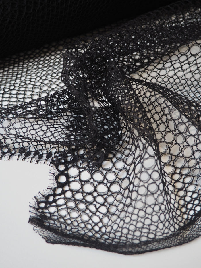 Black Bubble Corded Scallop Lace