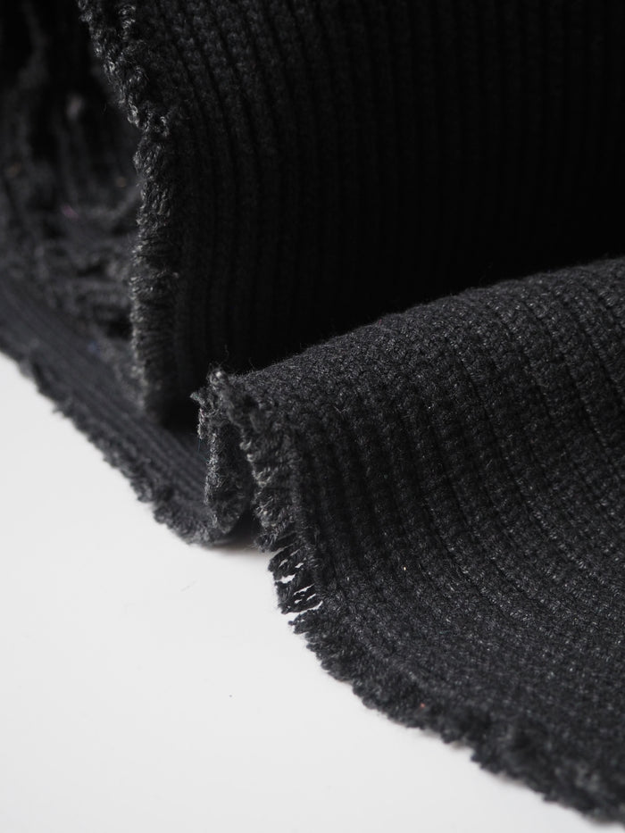 Black Chunky Cotton Rib Jersey