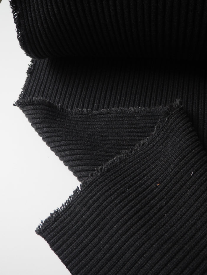 Black Chunky Cotton Rib Jersey