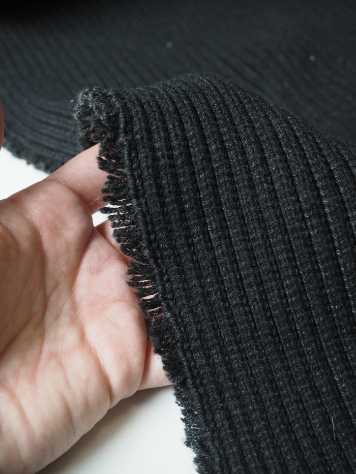 Black Chunky Cotton Rib Jersey