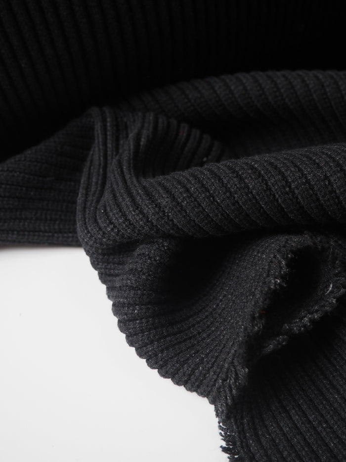 Black Chunky Cotton Rib Jersey