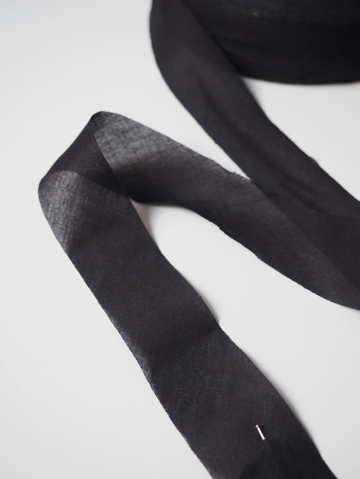 Black Cotton Voile 32mm Bias Tape Roll