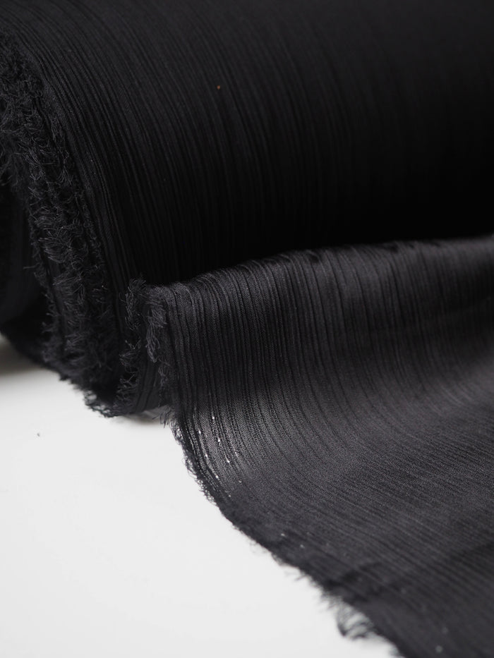 Black Crinkle Satin Chiffon