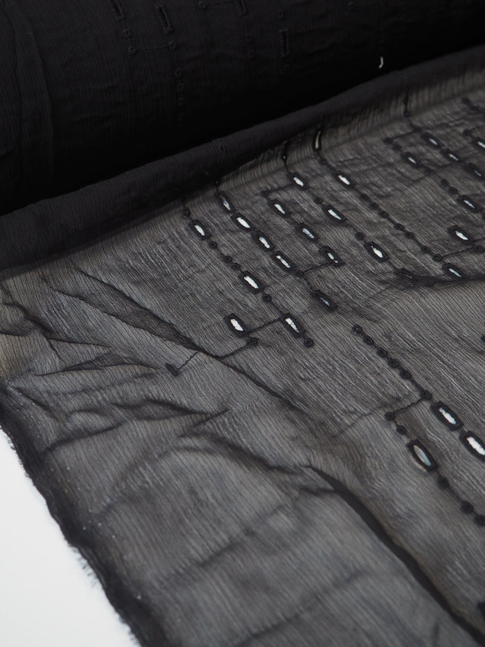 Black Dash + Dot Embroidered Crinkle Chiffon