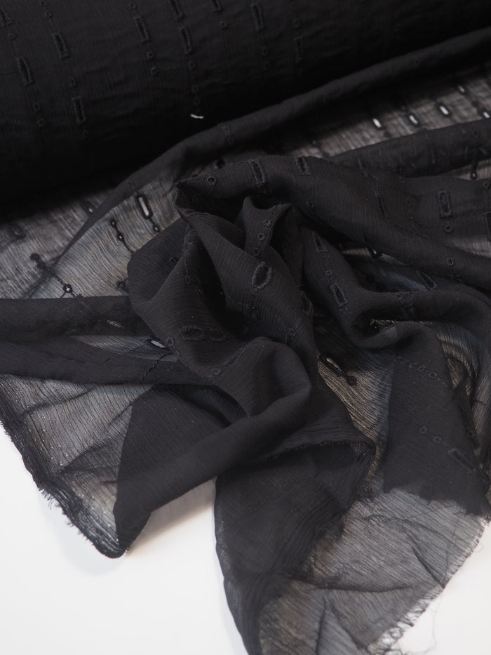 Black Dash + Dot Embroidered Crinkle Chiffon