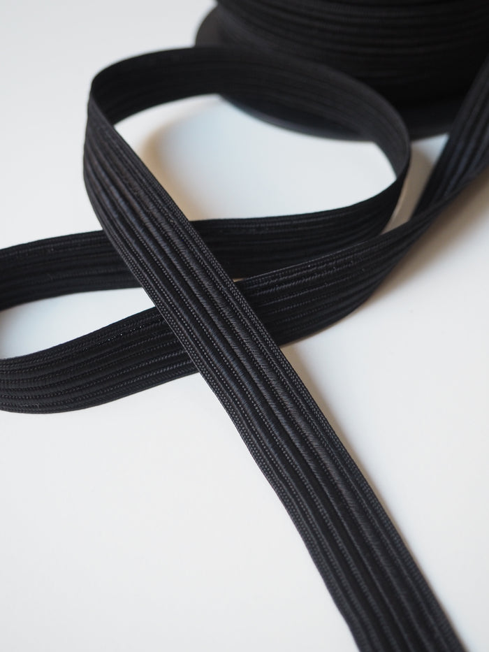 Black Flat Corded Trim 17mm