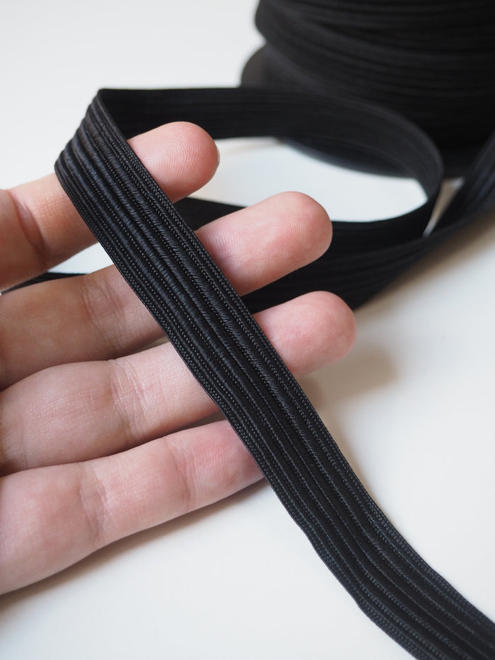Black Flat Corded Trim 17mm