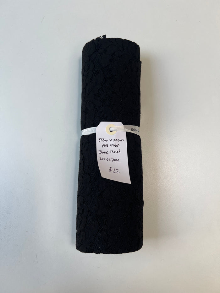 Black Floral Dense Lace Remnant