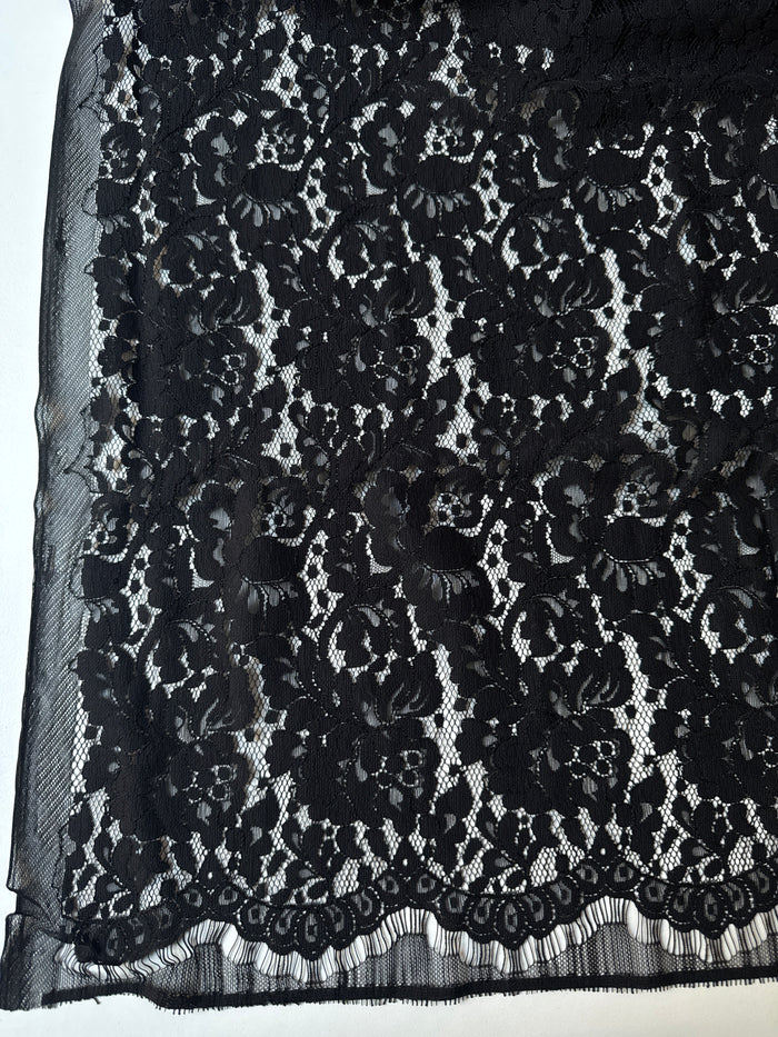 Black Floral Dense Lace Remnant