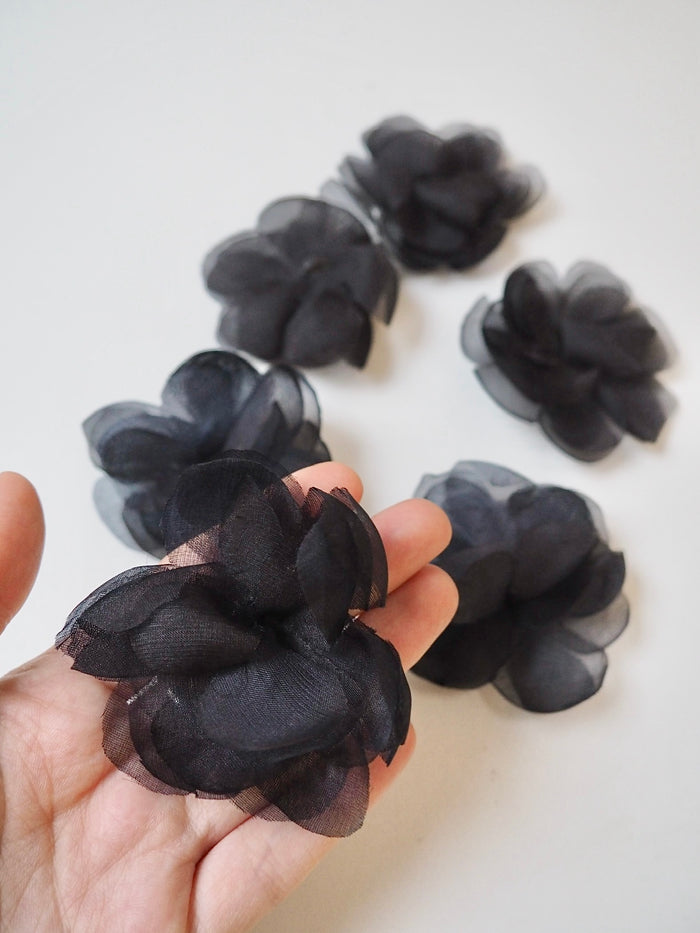 Black Flower Appliqué 60mm