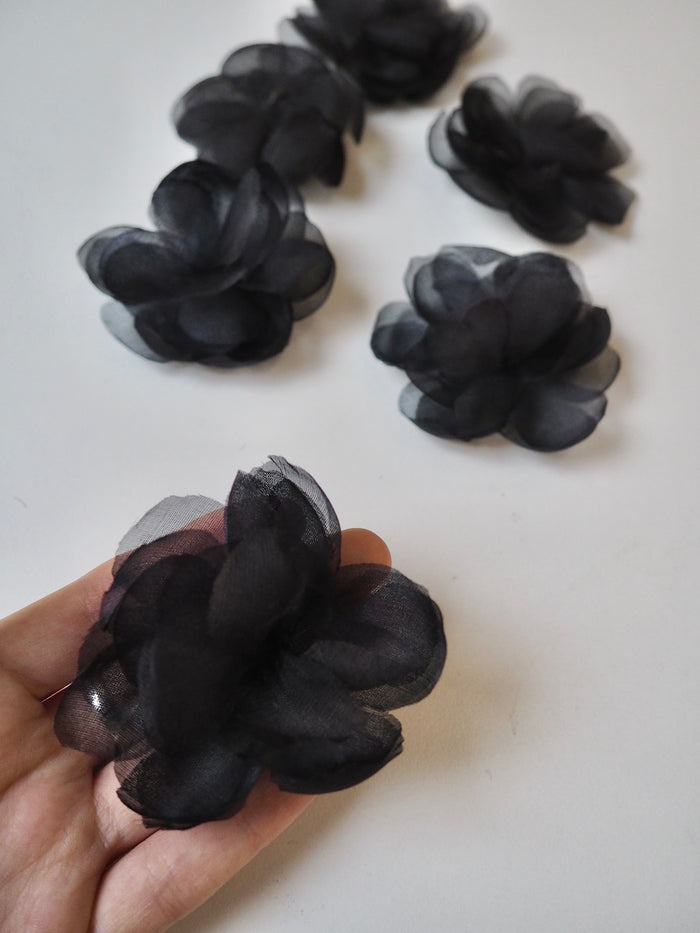 Black Flower Appliqué 60mm