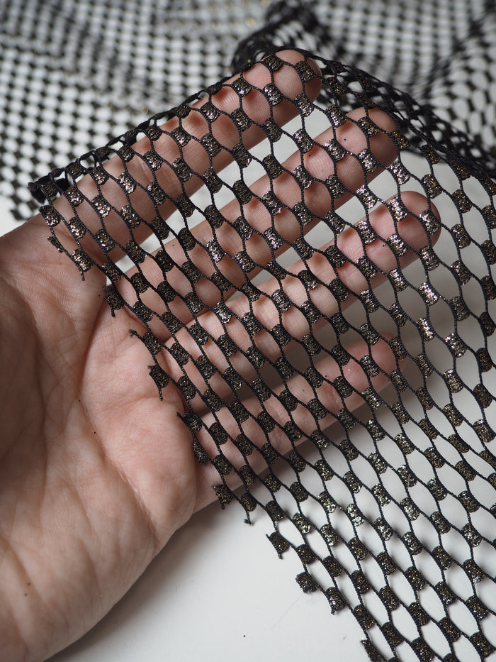 Black + Gold Metallic Fishnet