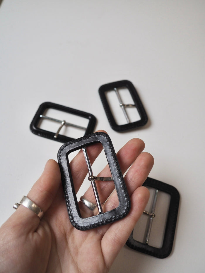Black Leather + Silver Buckle 5cm