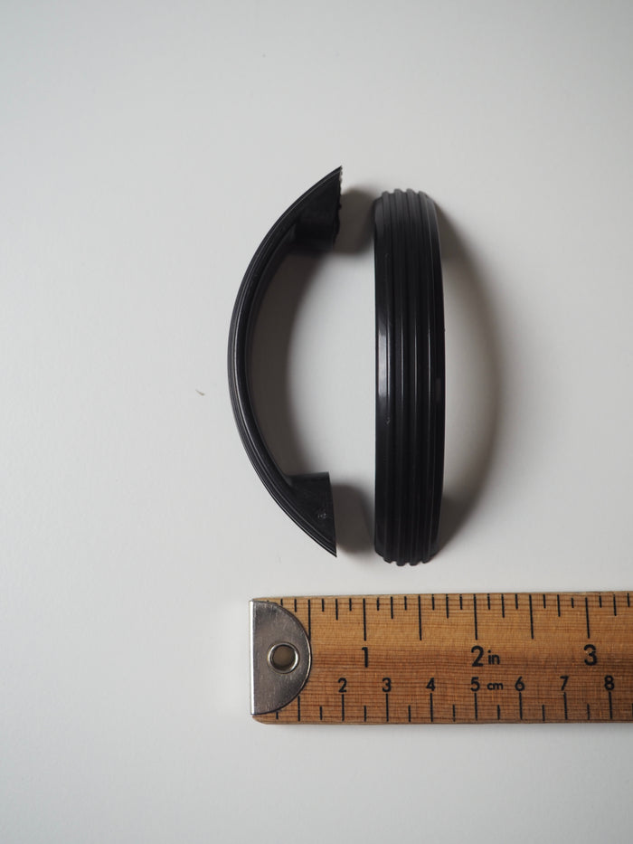 Black Ridged Plastic Bag Handles 9cm