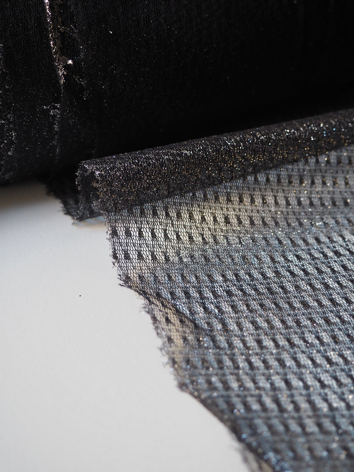 Black Silver Foiled Diamond Tulle