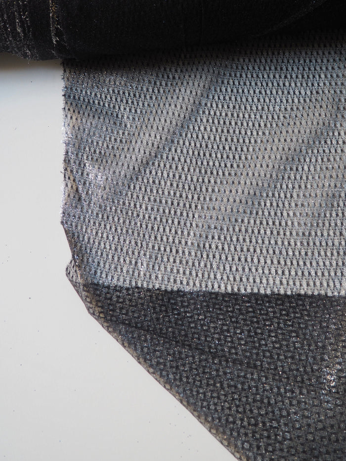 Black Silver Foiled Diamond Tulle
