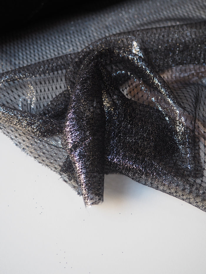 Black Silver Foiled Diamond Tulle