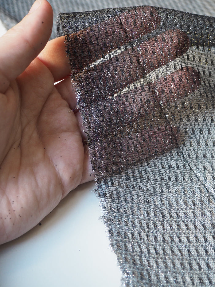 Black Silver Foiled Diamond Tulle