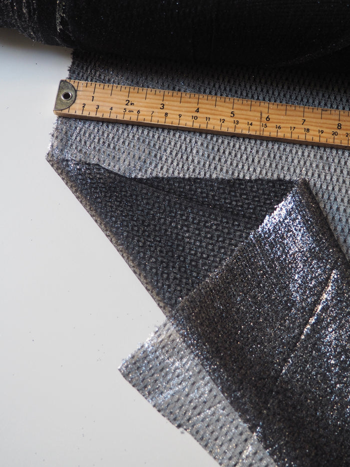 Black Silver Foiled Diamond Tulle