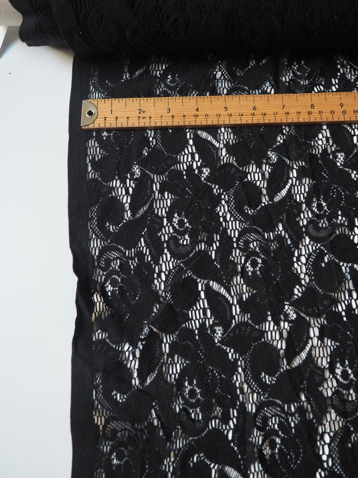Black Soft Floral Stretch Lace