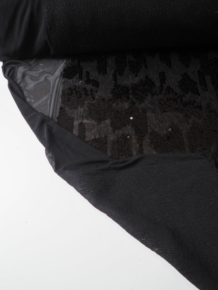 Black Spotted Sequin Stretch Mesh