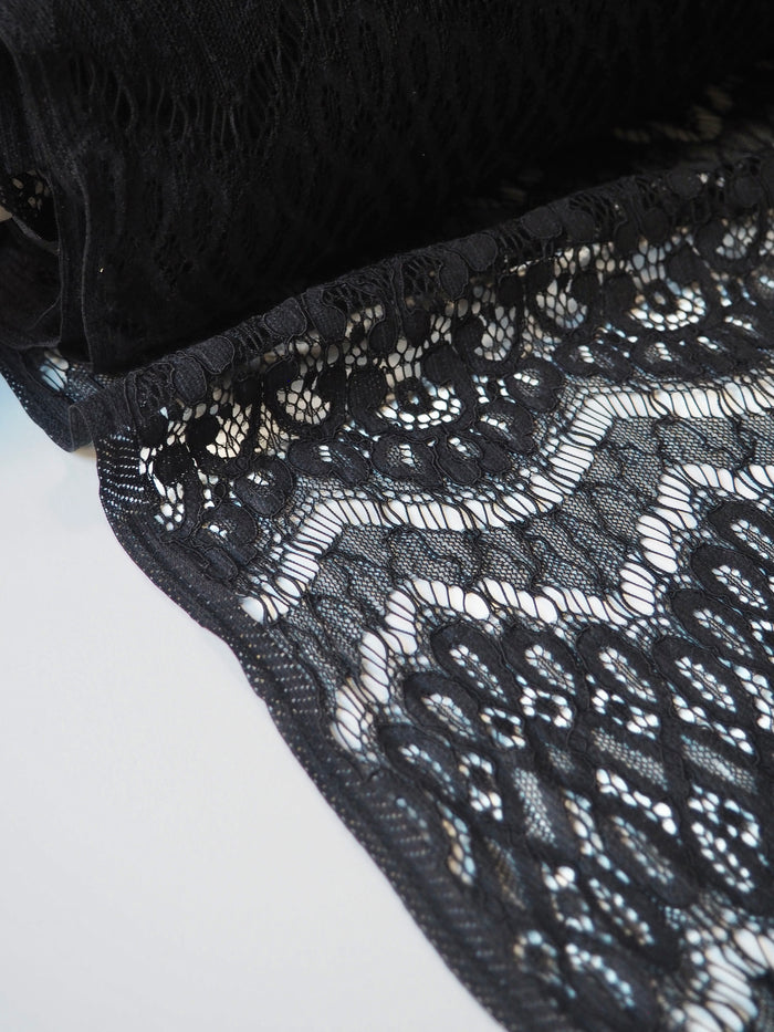Black Stripe Scallop Corded Lace