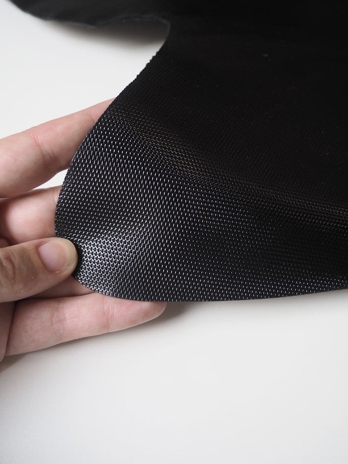 Black Textured Patent Lambskin