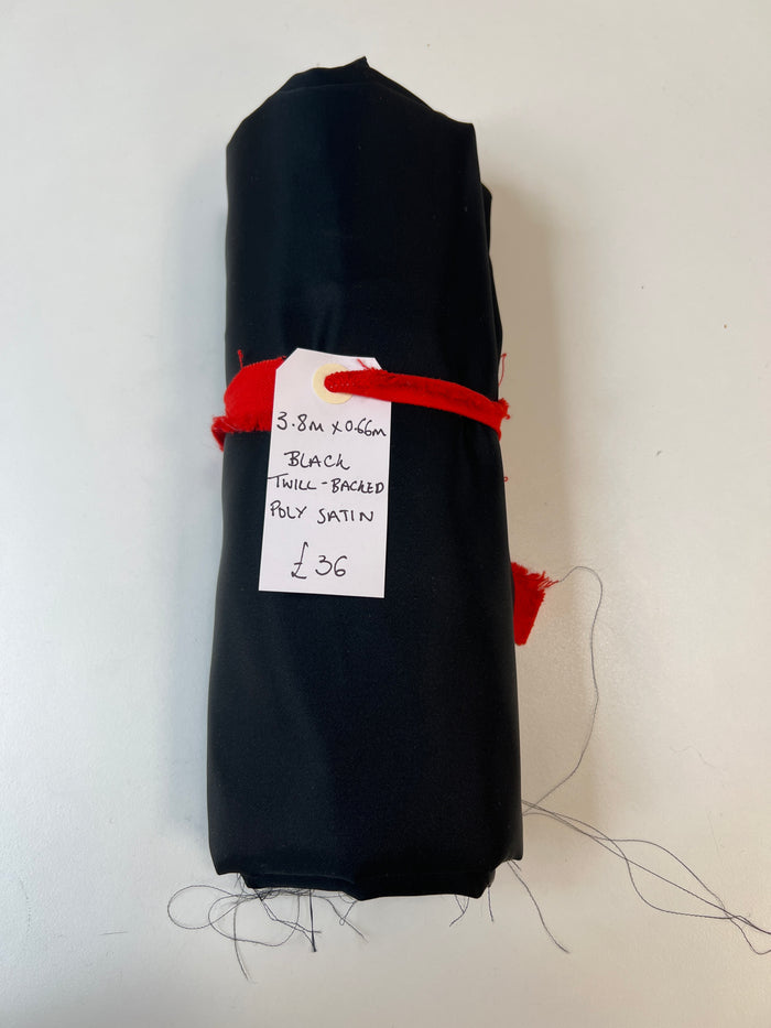 Black Twill Backed Poly Satin Remnant