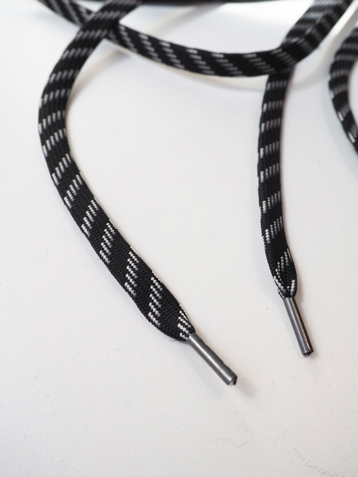 Black + White Jacquard Flat Shoe Laces 9mm