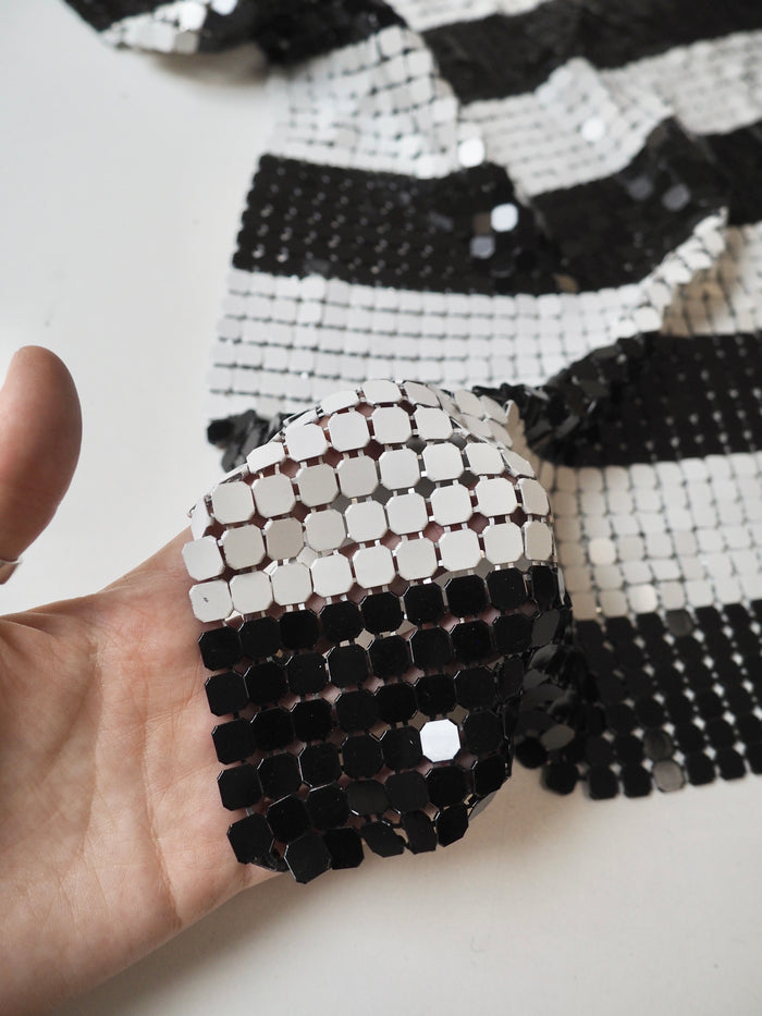 Black + White Stripe Large Chainmail