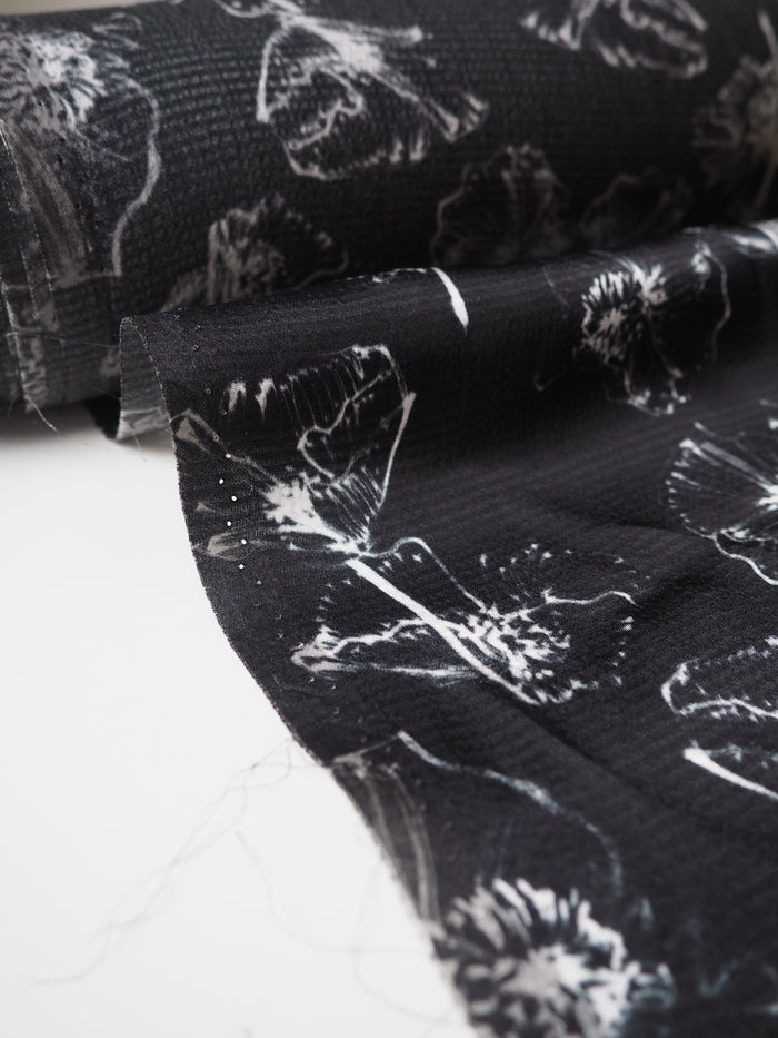 Black + White Tulip Hammered Viscose Satin