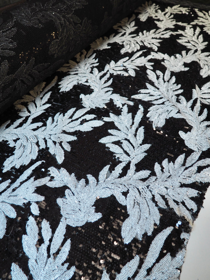 Black + White Vine Sequin Tulle
