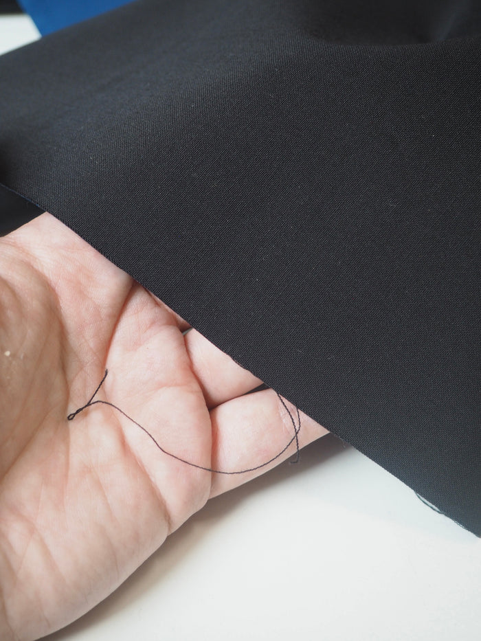 Black Wool Blend Cobalt Coated Suiting