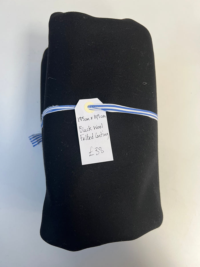 Black Wool Felted Coating Remnant