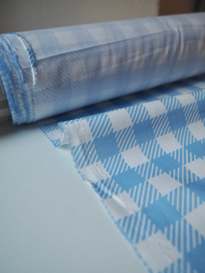 Blue Check Cotton Poplin