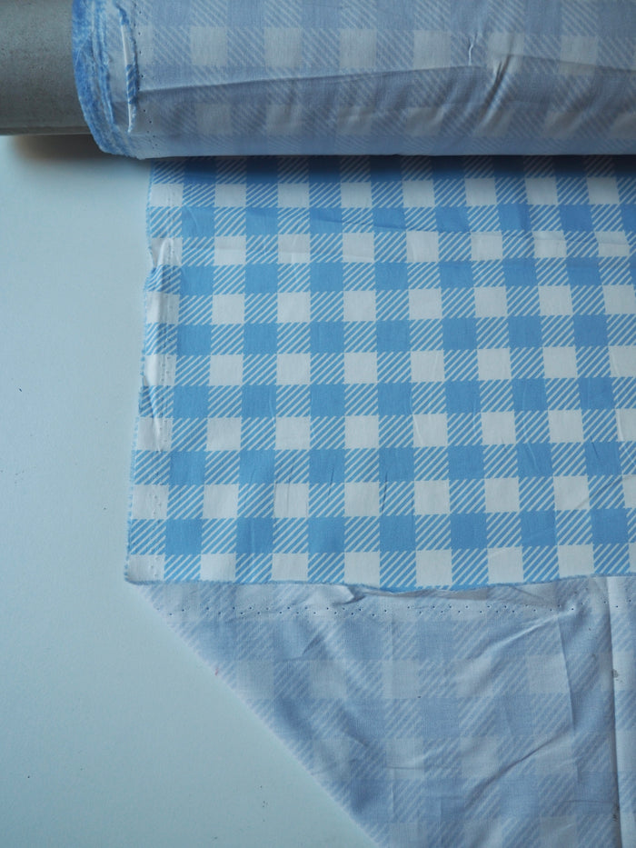 Blue Check Cotton Poplin