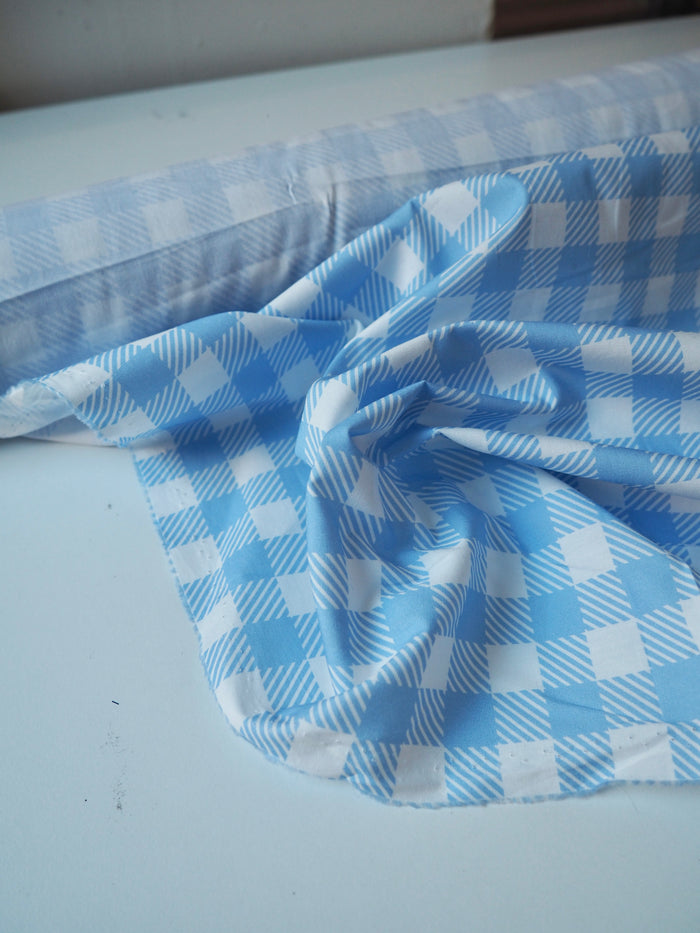 Blue Check Cotton Poplin