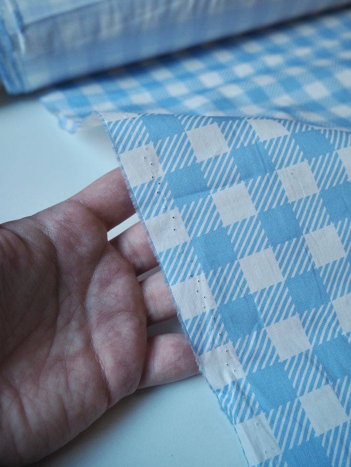 Blue Check Cotton Poplin