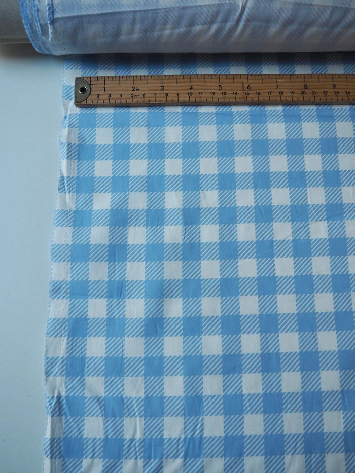 Blue Check Cotton Poplin